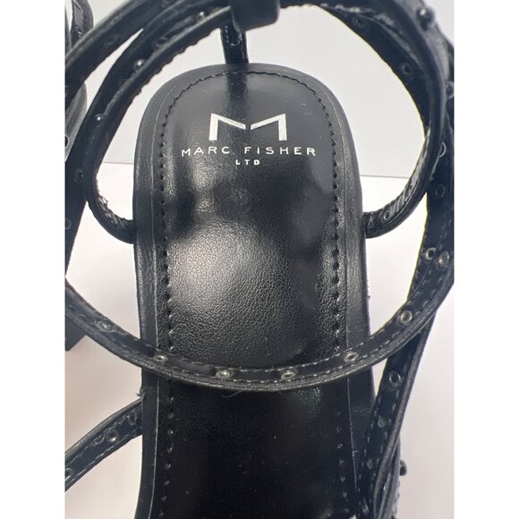 Marc Fisher LTD Dallin Black Strappy Studded Heeled Sandals Size 9M - Picture 6 of 8